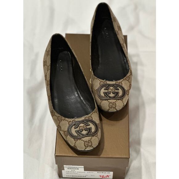 Gucci 2000's iconic interlocking GG Canvas Ballet Flats Size 36 w box/dust bags - Picture 1 of 12